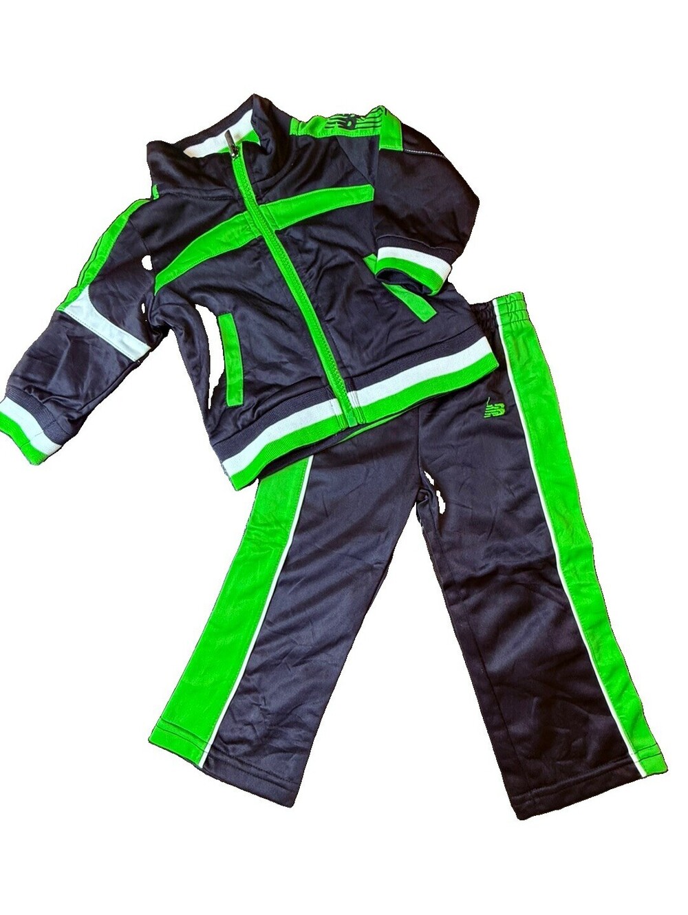 New Balance 12 Months Boys’ 2-Piece Tracksuit Set – Black & Neon Green